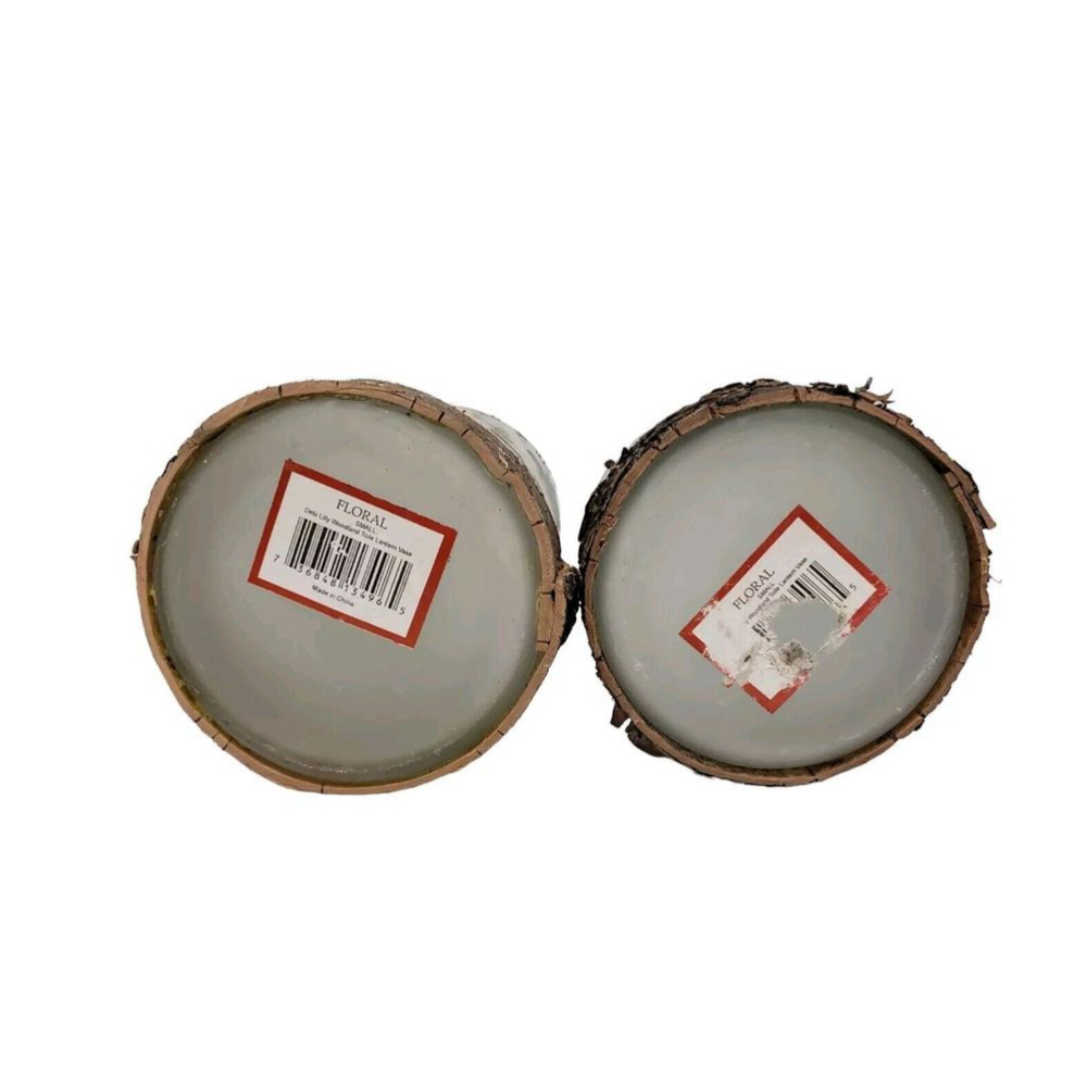 2 Debi Lilly Rustic Frosted Glass Bark Candle Holders Deer cabin decor - Picture 7 of 8